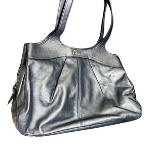 Rare Coach Lexi Navy Blue Graphite Leather Tote Bag Vintage Y2K Purse Womens
